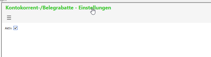Kontokorrent-Belegrabtte Einstellungen