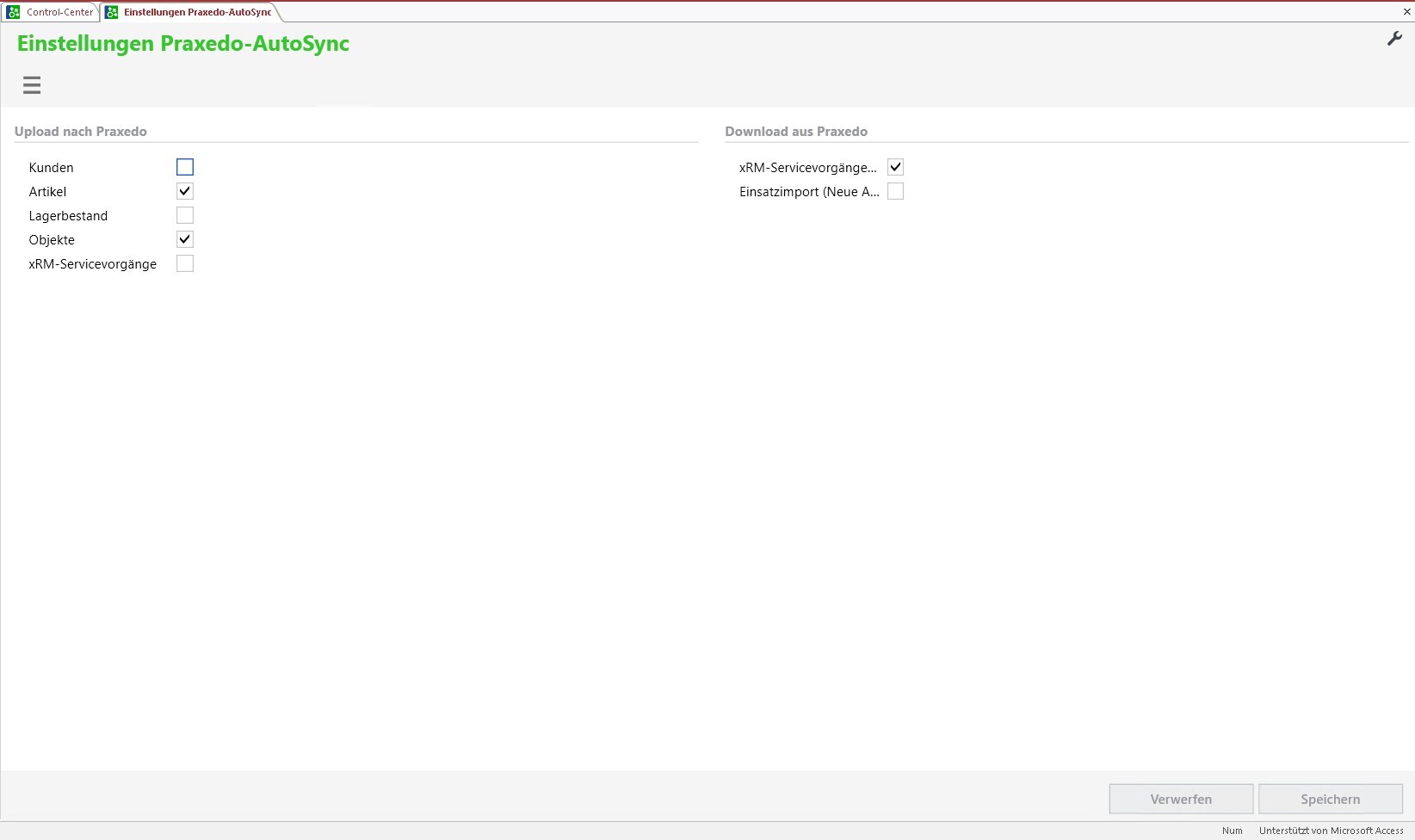 Einstellungen Autosync. 1